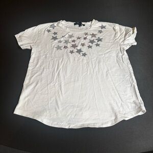 Tommy Hilfiger Star Embellished White T-Shirt Size Small